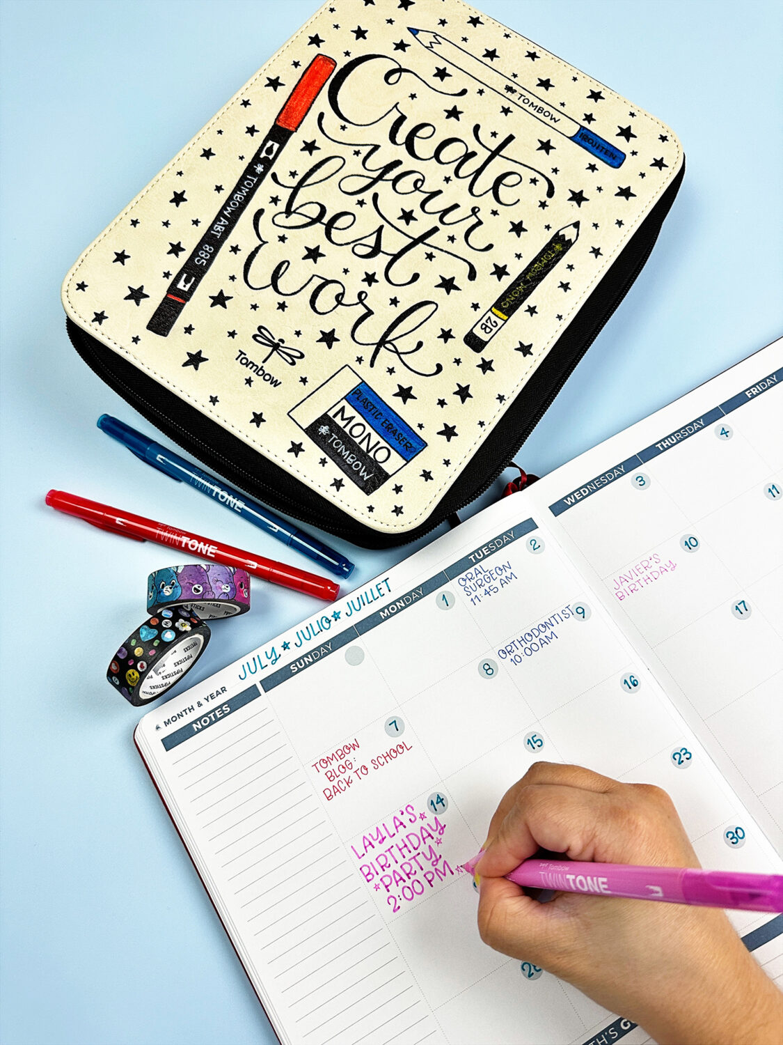 Whenever I want a little change of scenery I go to my deck or the library. This Tombow Zippered Marker Storage Case is perfect for bringing my Tombow TwinTone Dual Tip Markers on the go. #tombow #planning