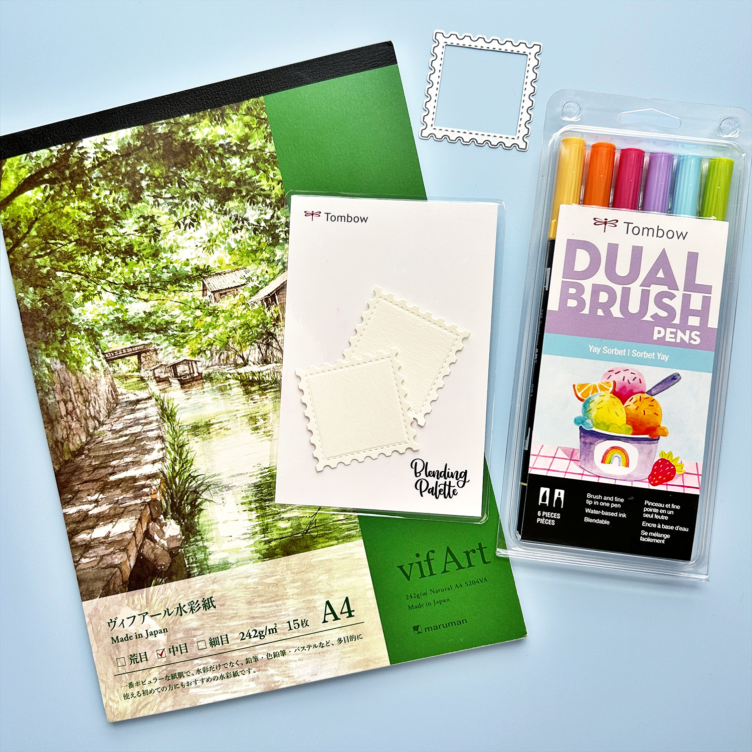Create little art pieces using Tombow Dual Brush Pens and Maruman Watercolor Paper. #tombow #watercolor