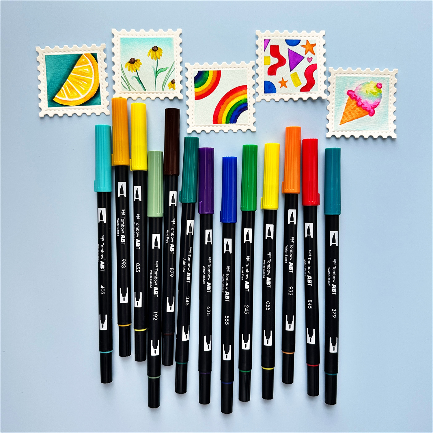 Create little art pieces using Tombow Dual Brush Pens and Maruman Watercolor Paper. #tombow #watercolor