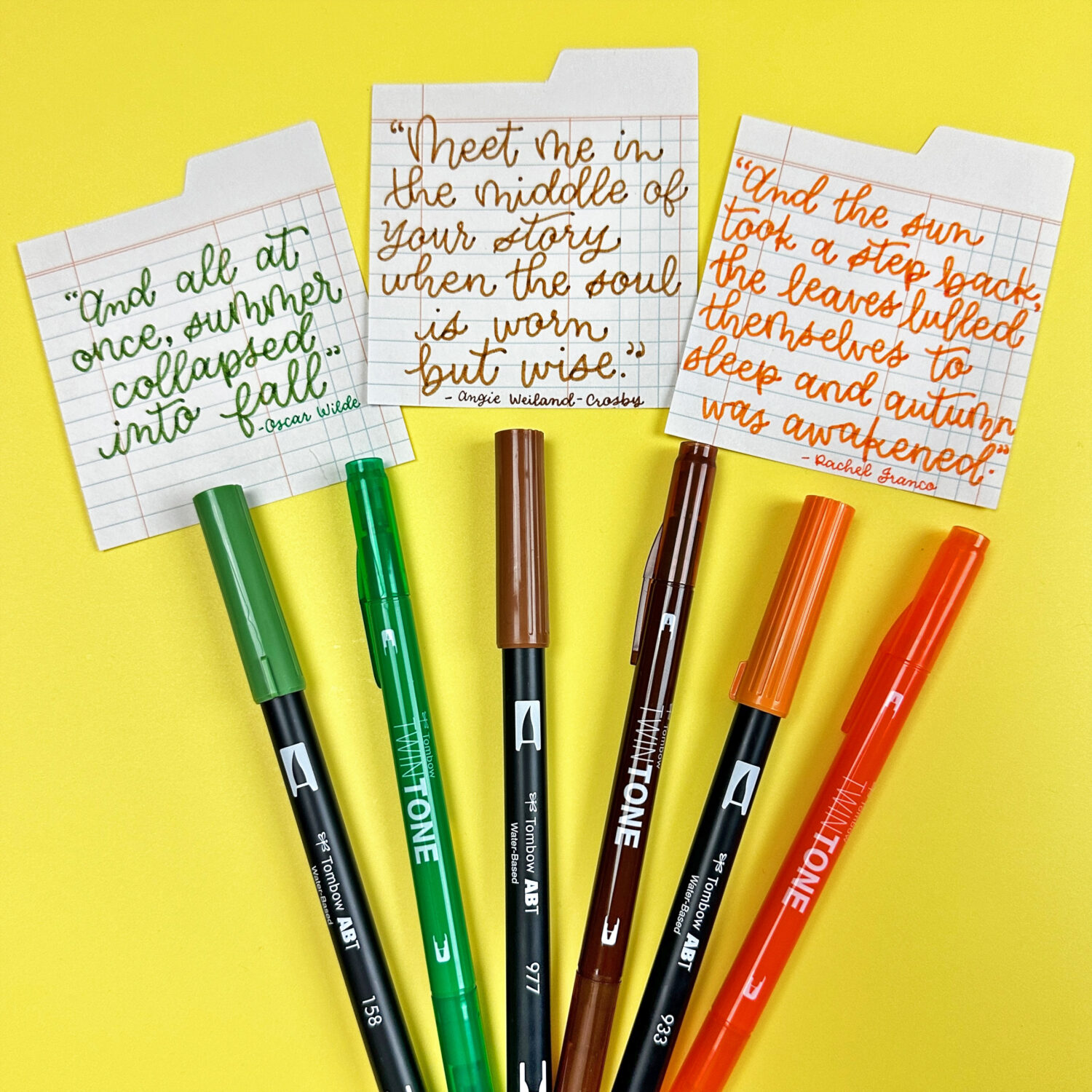 Use the Tombow Dual Brush Pens felt tip to letter Fall inspired quotes! #tombow #lettering