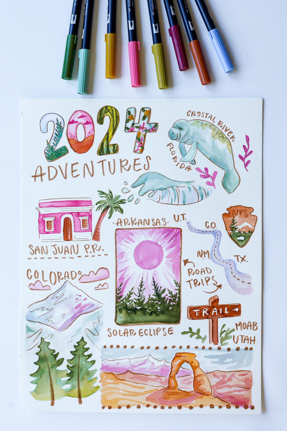 Make your own DIY Travel Memory Wall Art using @tombowusa Dual Brush Pens and this tutorial by @studiokatie