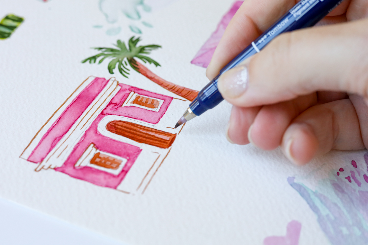 Make your own DIY Travel Memory Wall Art using @tombowusa Fudenosuke Brush Pen and this tutorial by @studio.katie