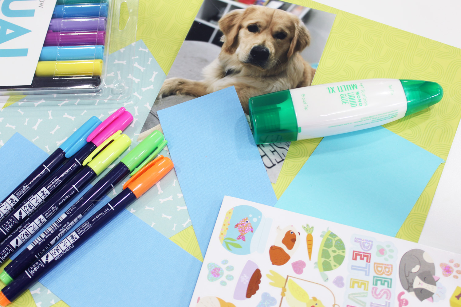 scrapbook page layout with supplies