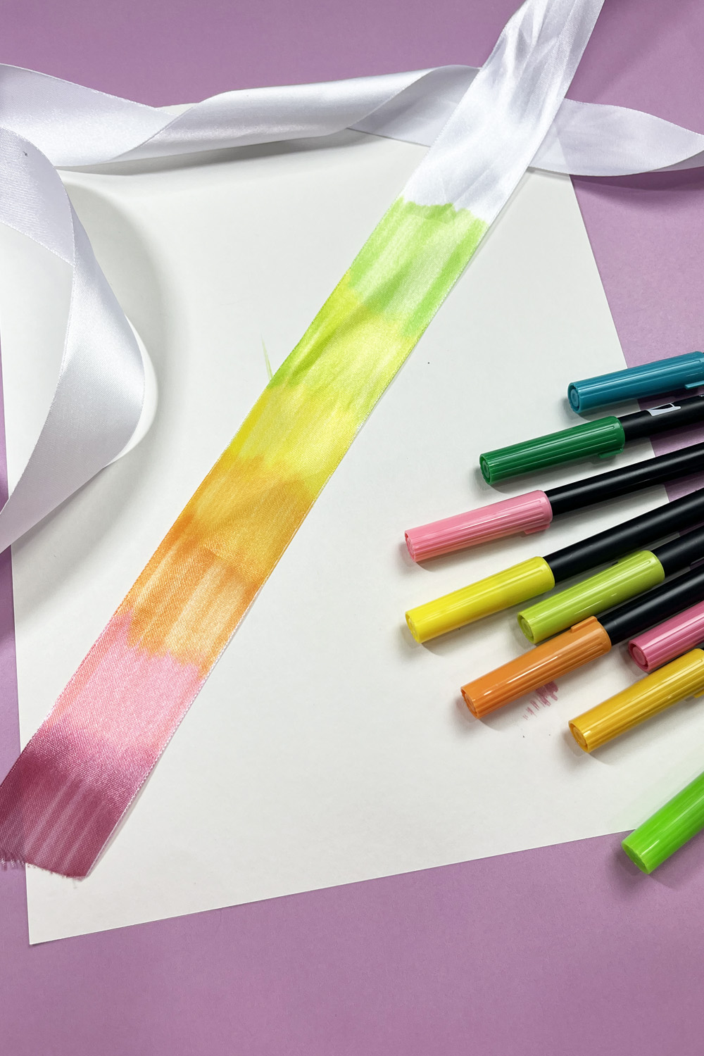 coloring ribbon with Tombow USA dual brush pens