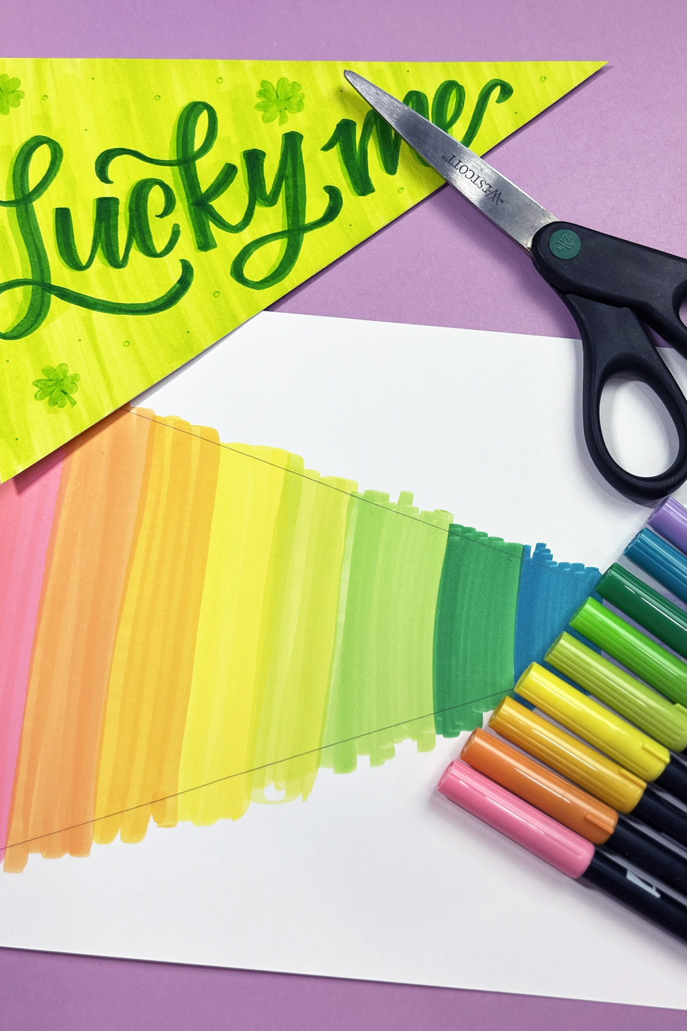 rainbow using tombow dual brush pens