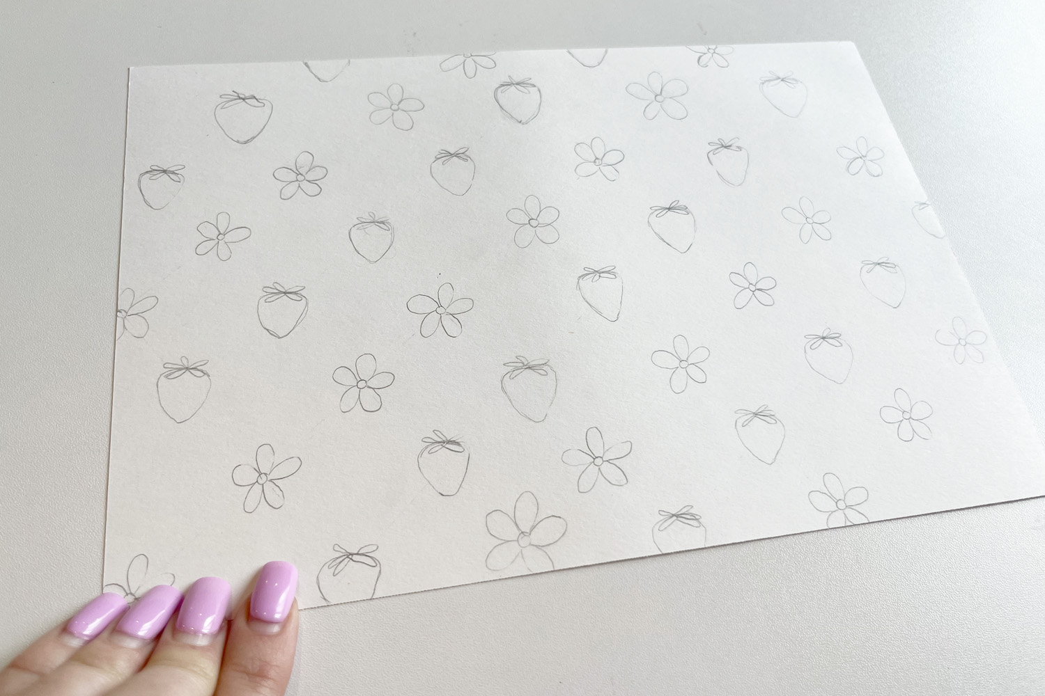 strawberry and flowers repeating pattern