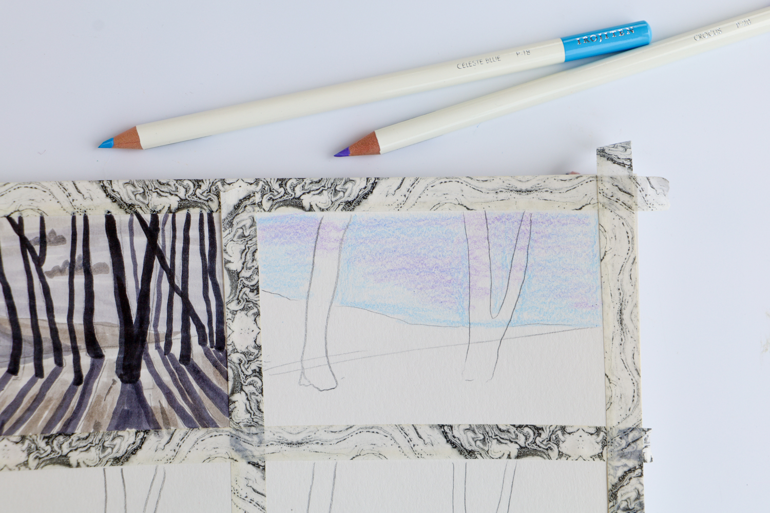 @tombowusa Irojiten Colored Pencils laying next to a sketchbook, creating color studies
