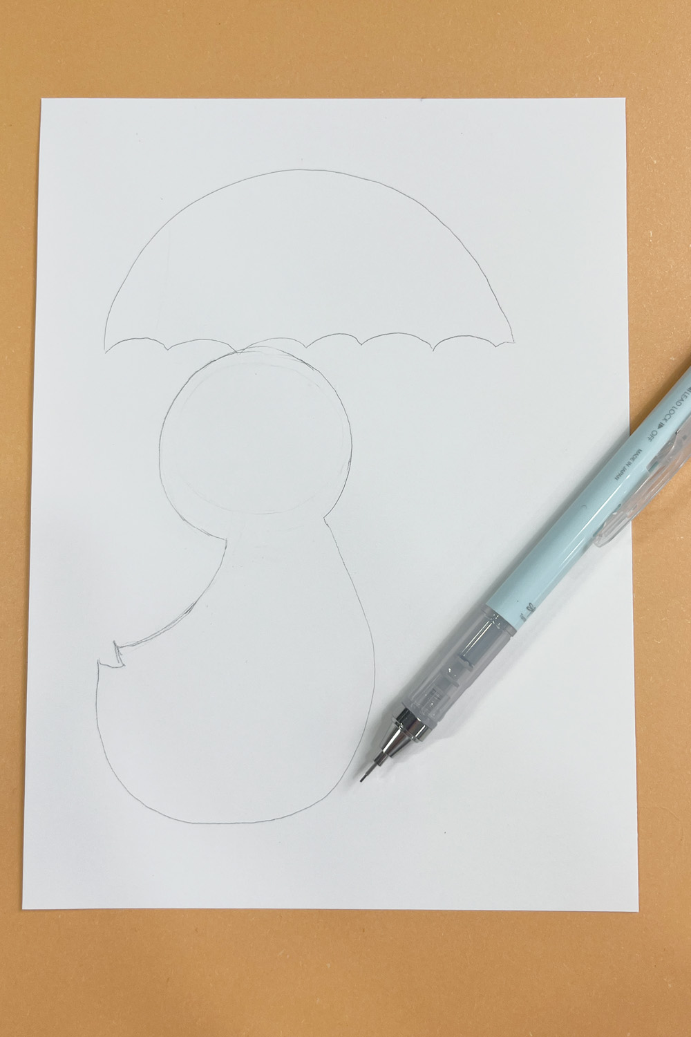 duck outline with umbrella
