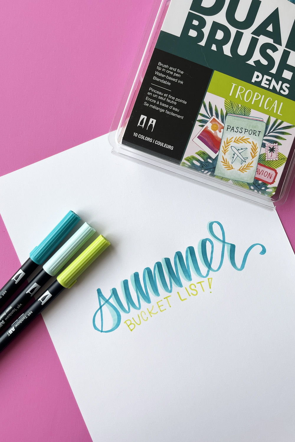 summer lettering with tombow