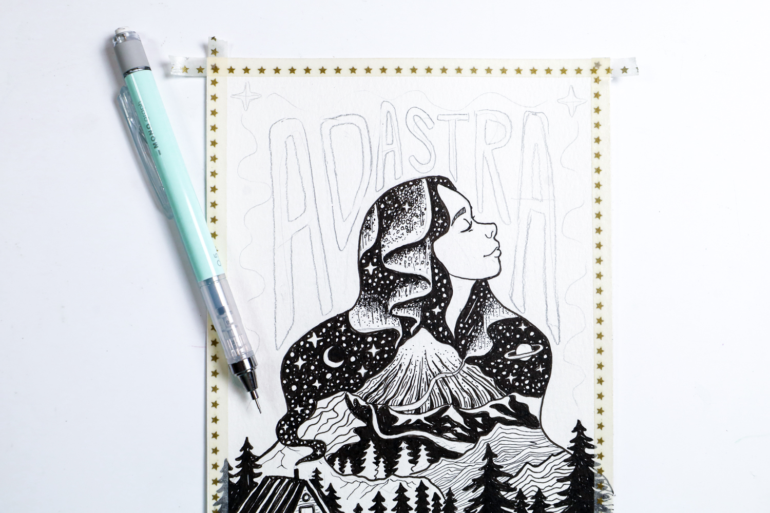 Black and White Ink Drawing using @tombowusa MONO Drawing Pens