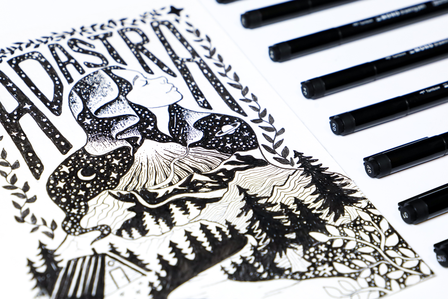 Learn how to draw a fantasy Book Cover Illustration using Tombow's MONO Drawing Pens with this tutorial by Katie Smith