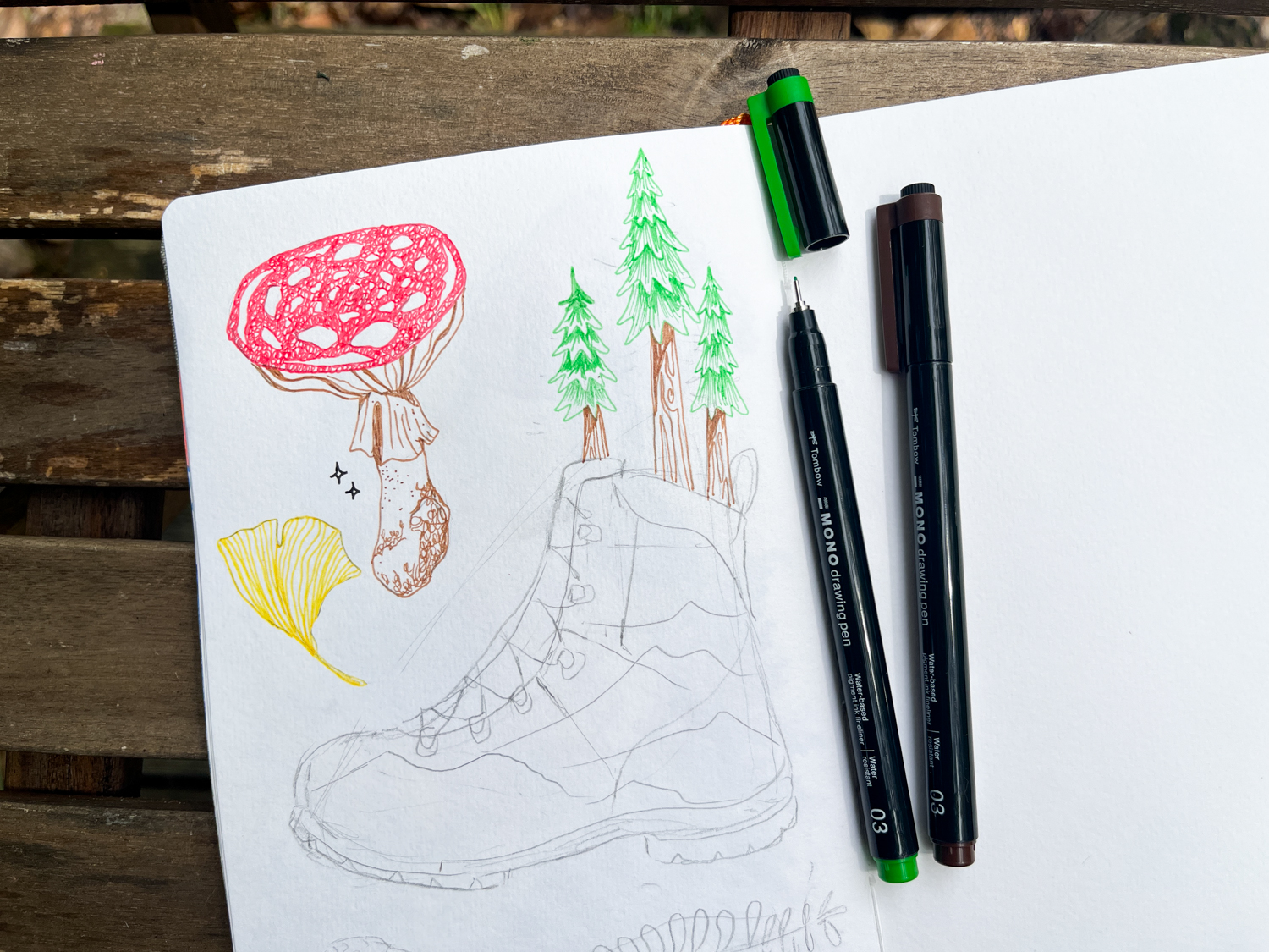 Nature Sketching with @tombowusa MONO Drawing Pens in Color