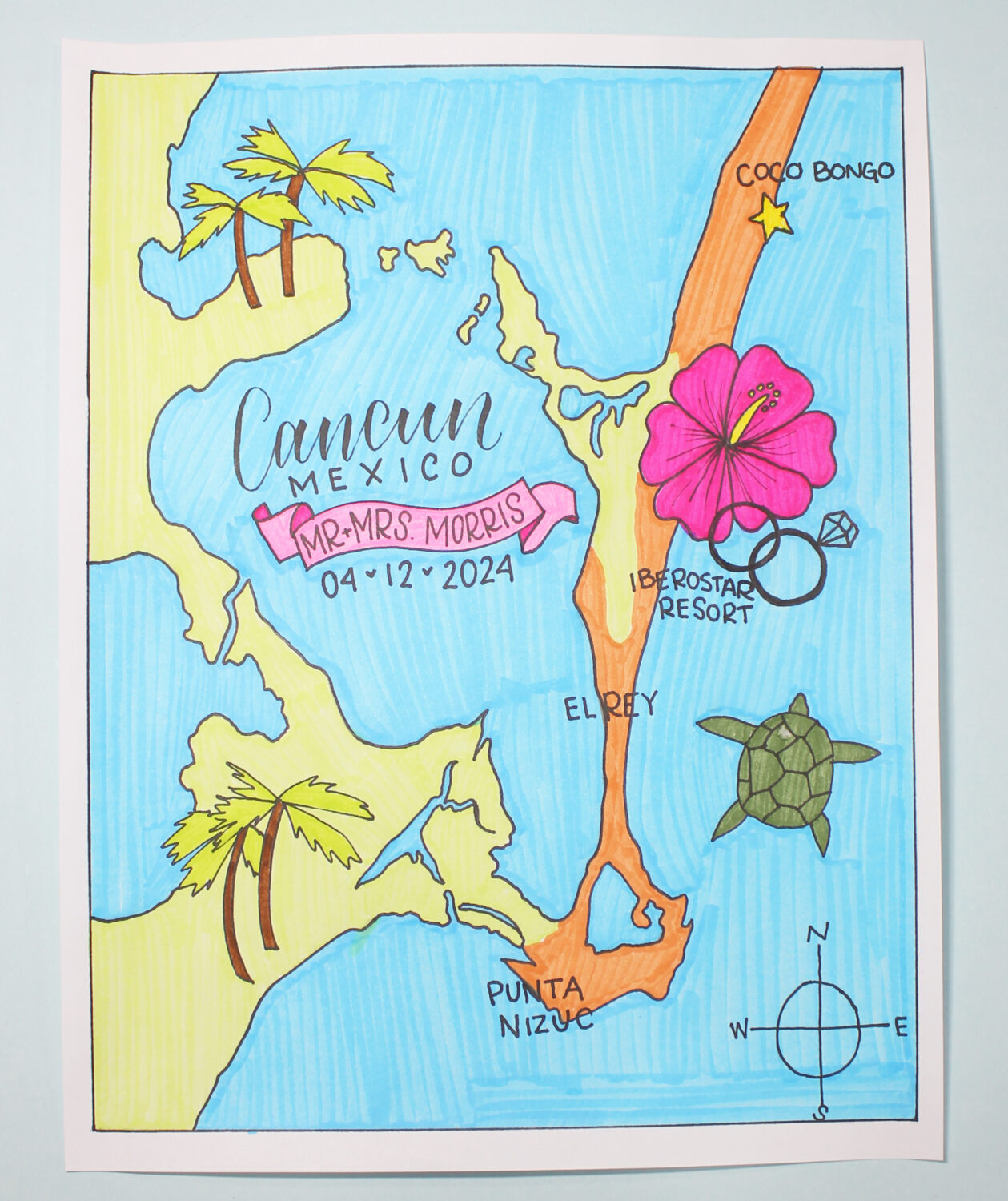 DIY Wedding map tutorial using @tombow products following instructions from @sarahynesdesigns