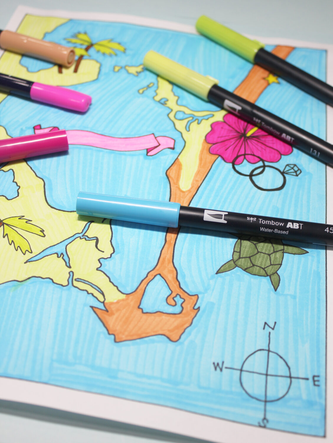 DIY Wedding map tutorial using @tombow eighties Dual Brush Pen pack
