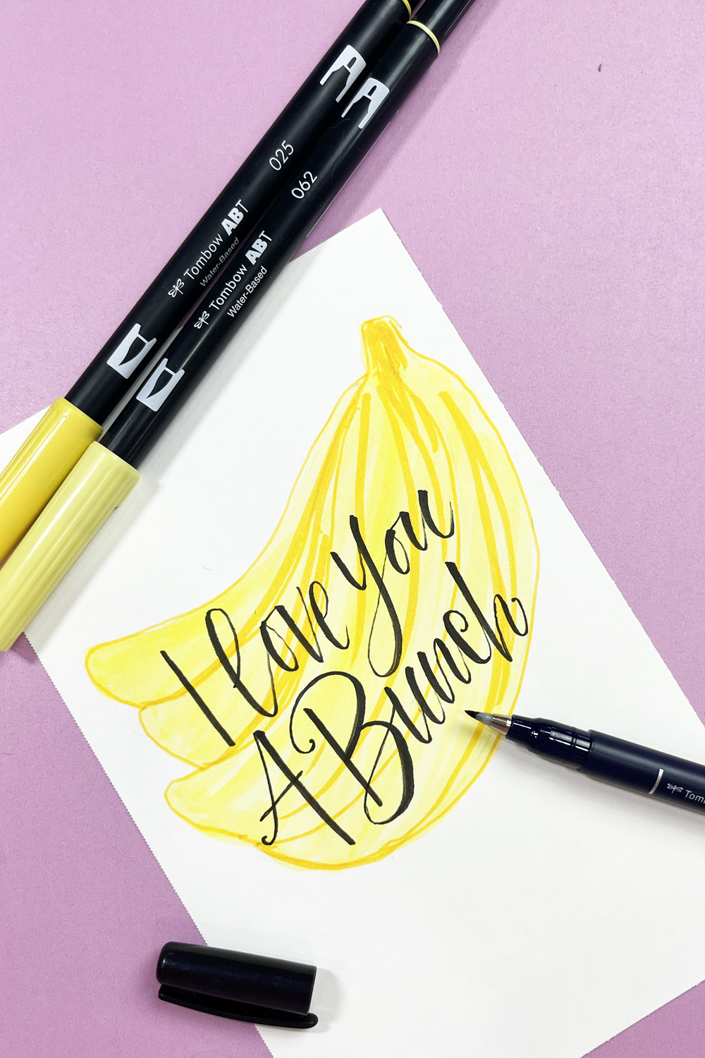 drawing of a bunch of bananas with the phrase I love you a bunch