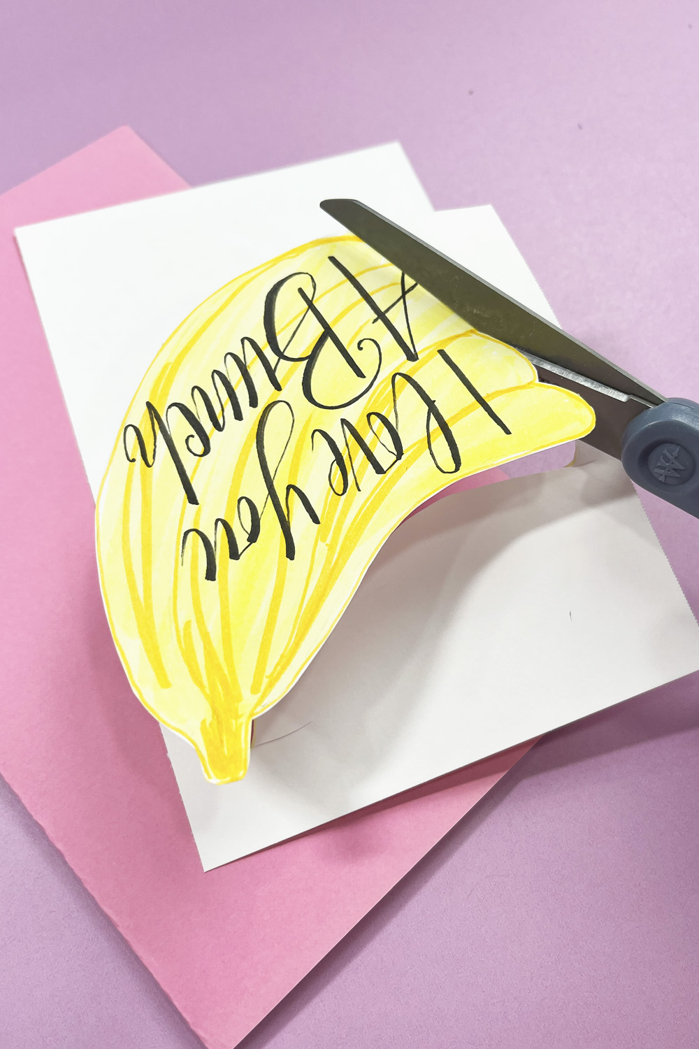 cutting out bananas that say i love you a bunch