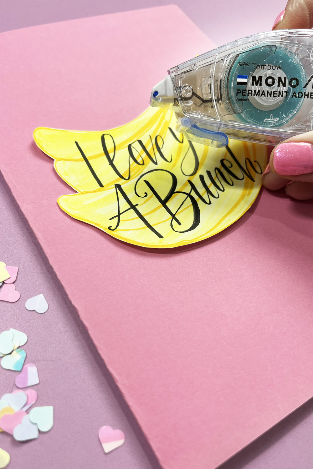 adhesive with bananas on card