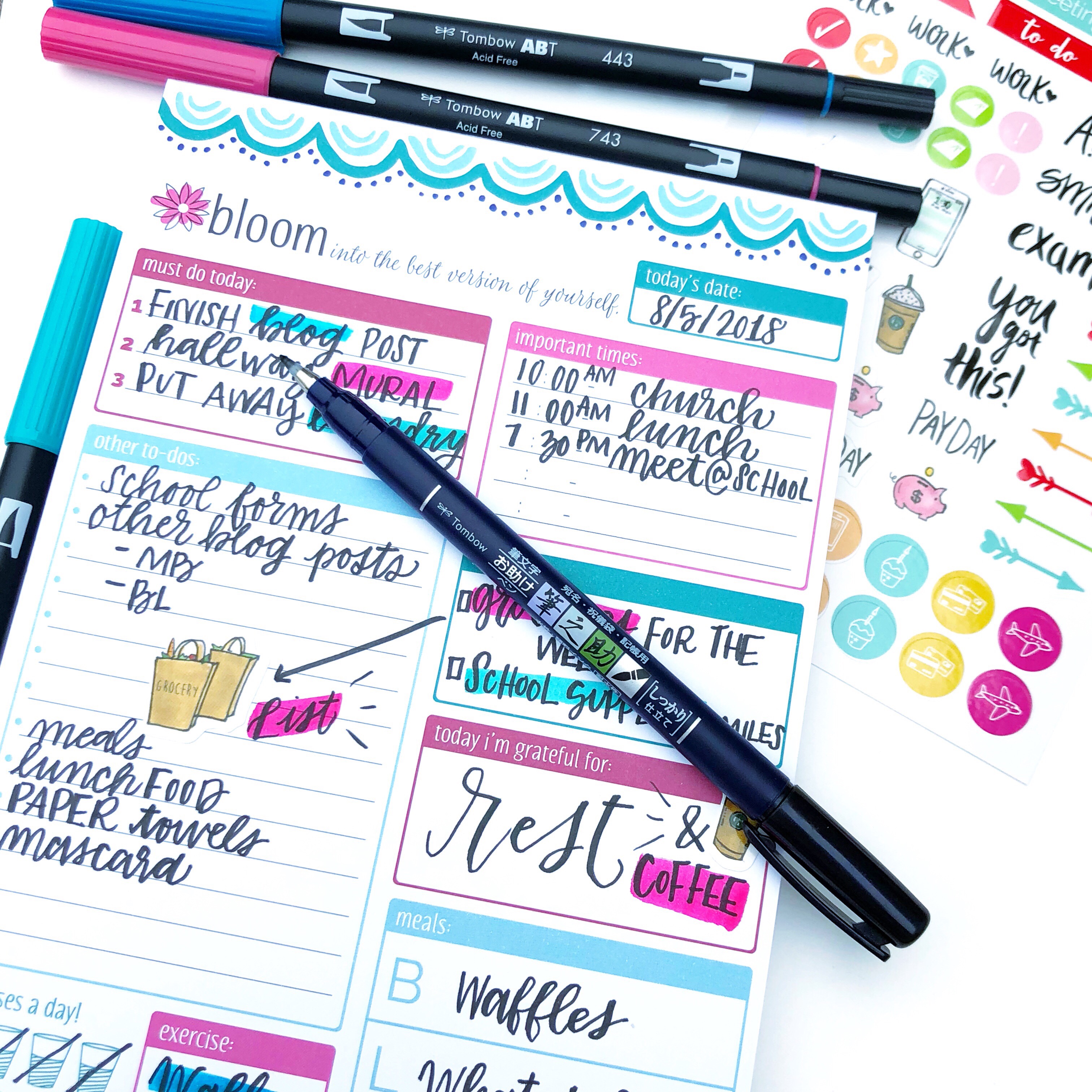 Lauren Fitzmaurice of Renmade Calligraphy shows you 3 ways to plan with the heart using Tombow and Bloom Planner products.