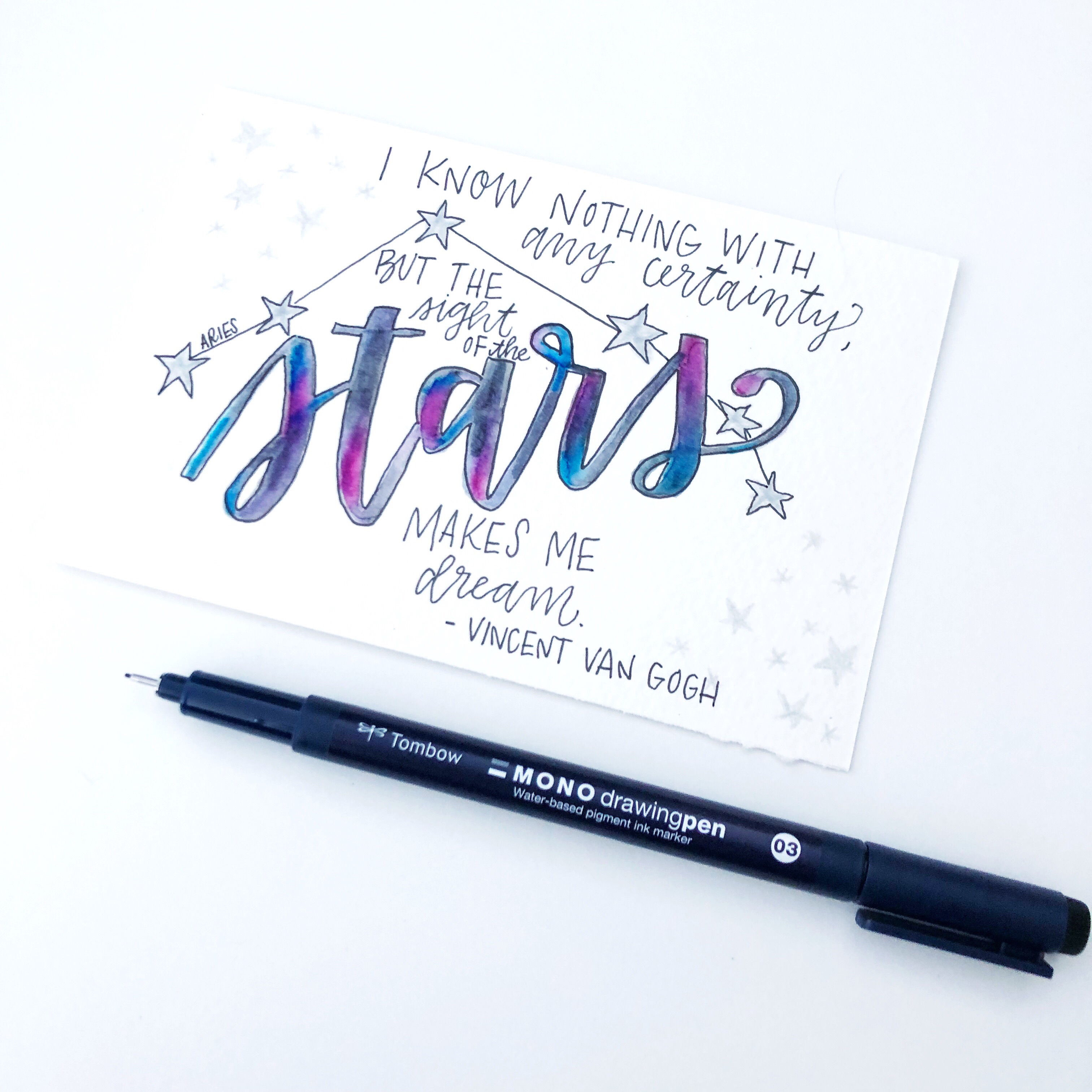 Lauren Fitzmaurice of Renmade Calligraphy shows you how to create a zodiac themed hand lettered quote in 5 easy steps.