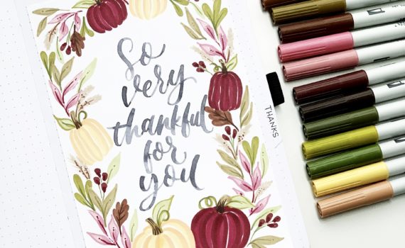 Learn how to create this Thanksgiving page for your journal with Adrienne from @studio80design!