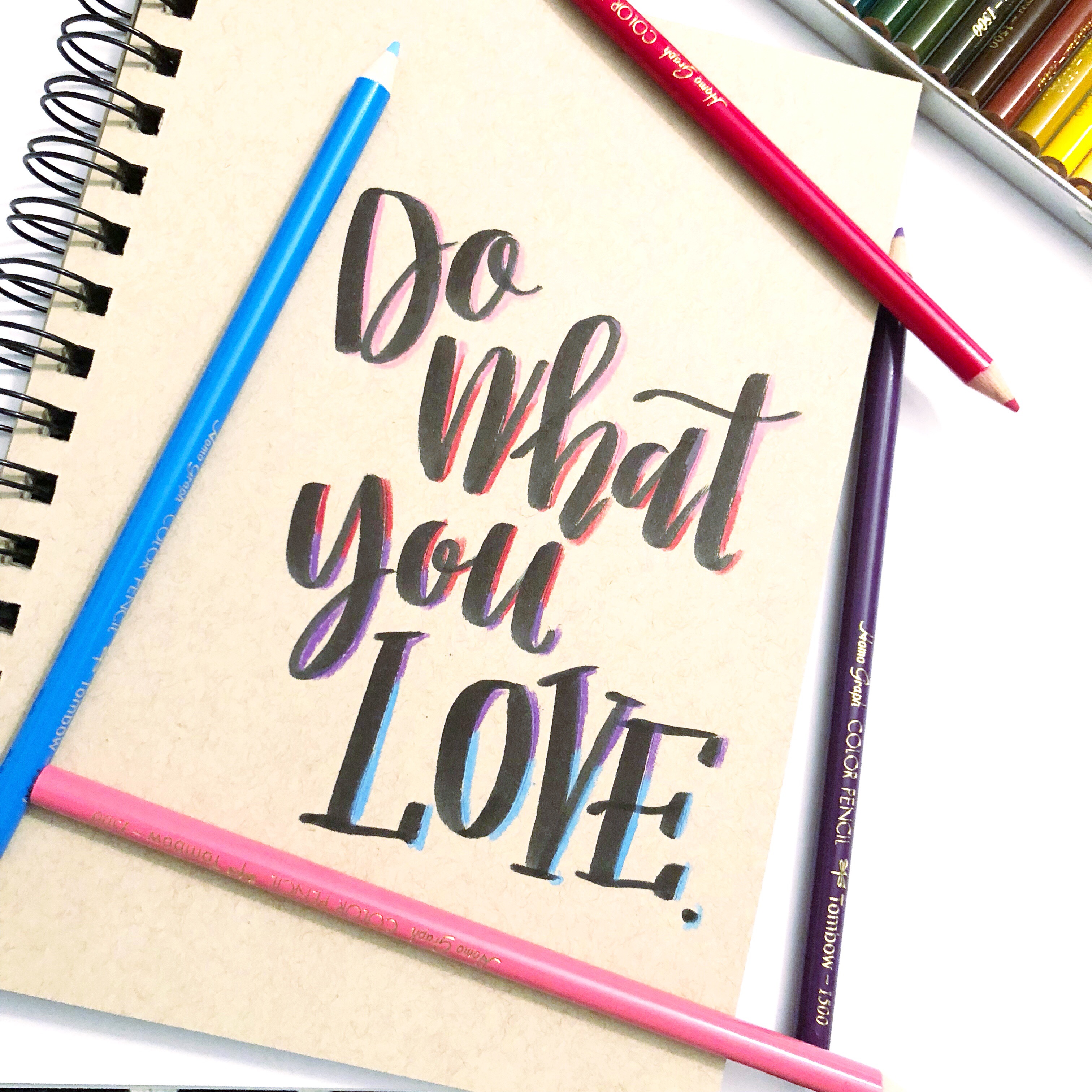 Lauren Fitzmaurice of @renmadecalligraphy and renmadecalligraphy.com gives you three fun tips for adding color to your lettering with the new Tombow 1500 Colored Pencils.