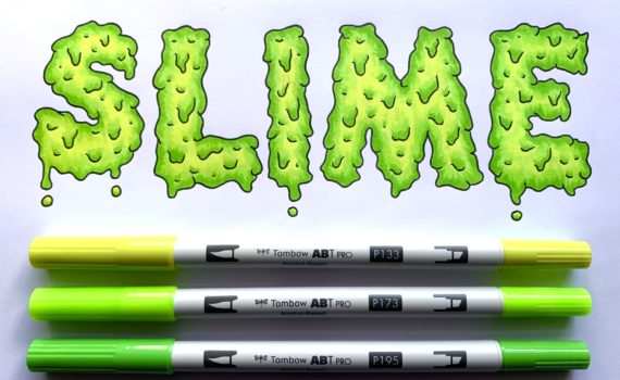 Learn how to make spooky slime hand lettering with the @tombowusa ABT PRO Alcohol-Based Markers in this tutorial! @lepereletters #handlettering #slime #halloweenprojects #tutorial