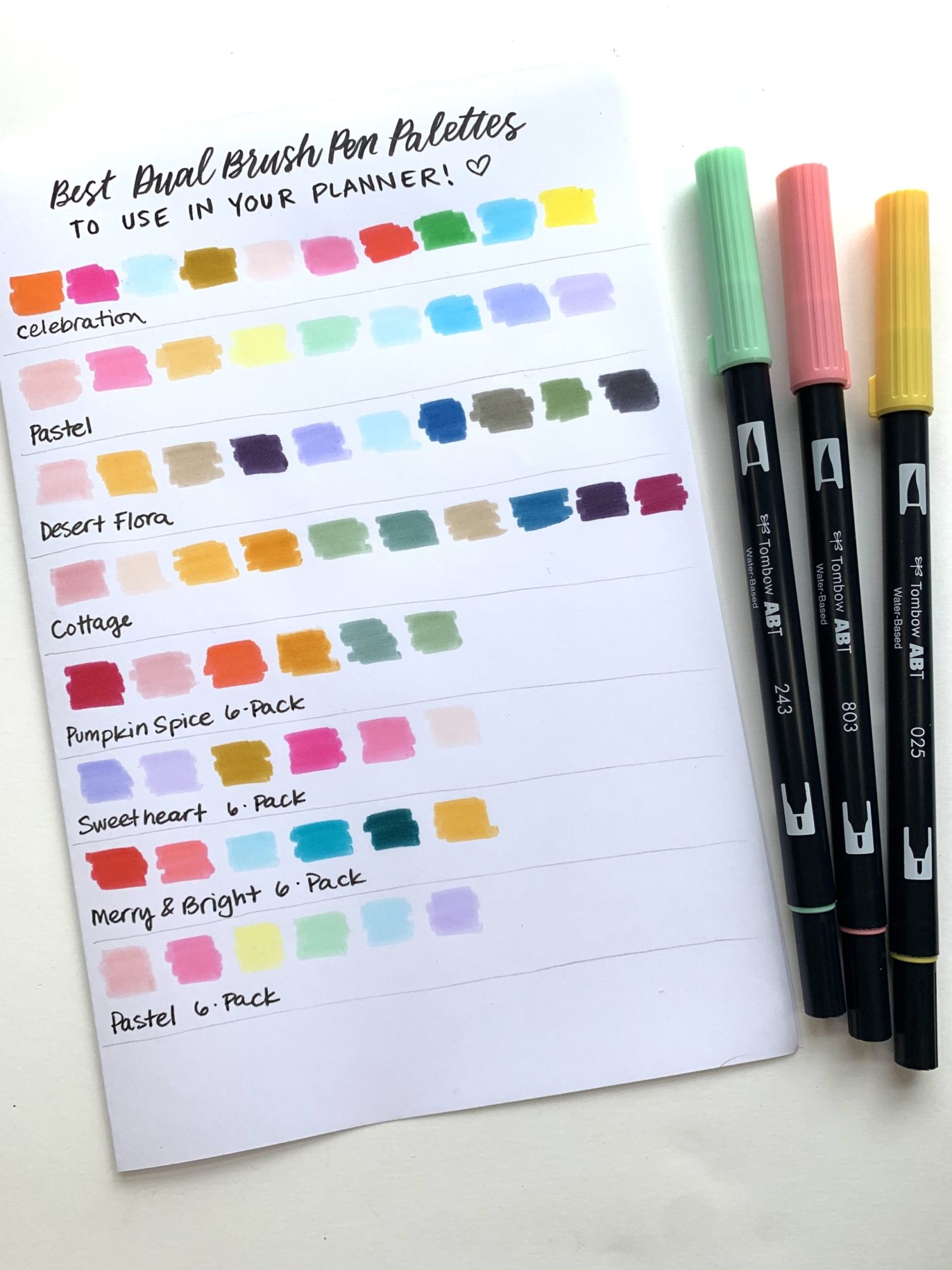 Use @tombowusa Dual Brush Pen Color Palettes in your planner! #dualbrushpens #plannersupplies #prettyplanners