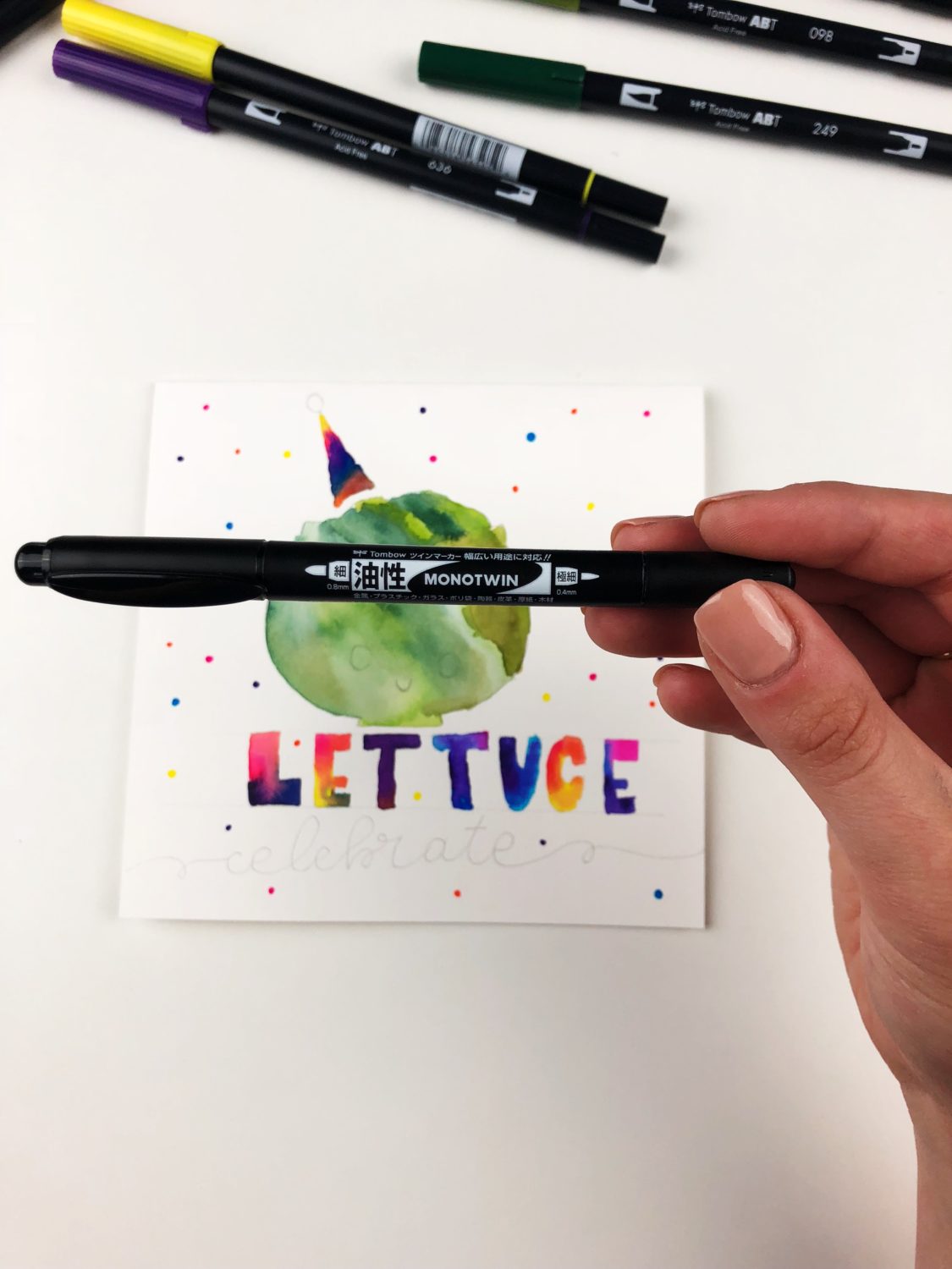 How to make a punny watercolor card using #Tombow Dual Brush Pens