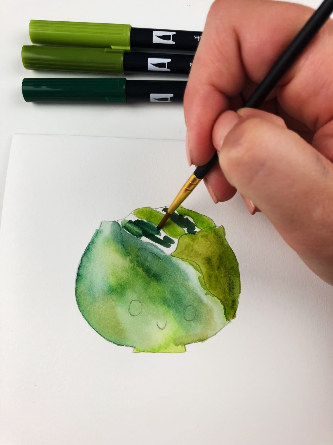 How to make a punny watercolor card using #Tombow Dual Brush Pens