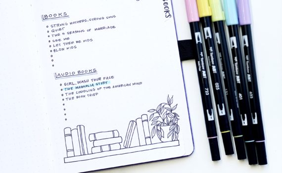 Create a library spread in your dot grid notebook with Adrienne from @studio80design!