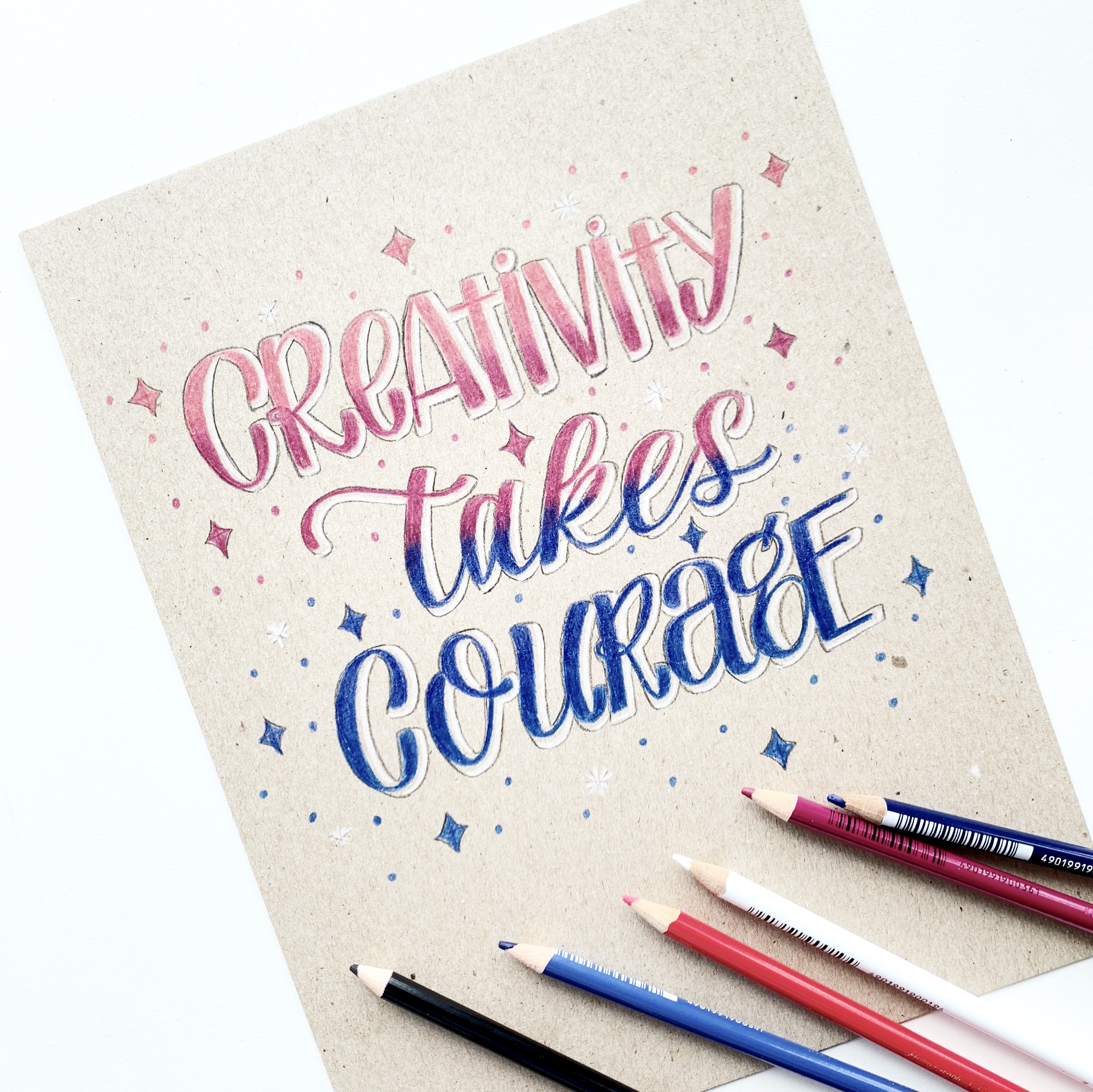 Learn how to create blended lettering using colored pencils with Adrienne from @studio80design