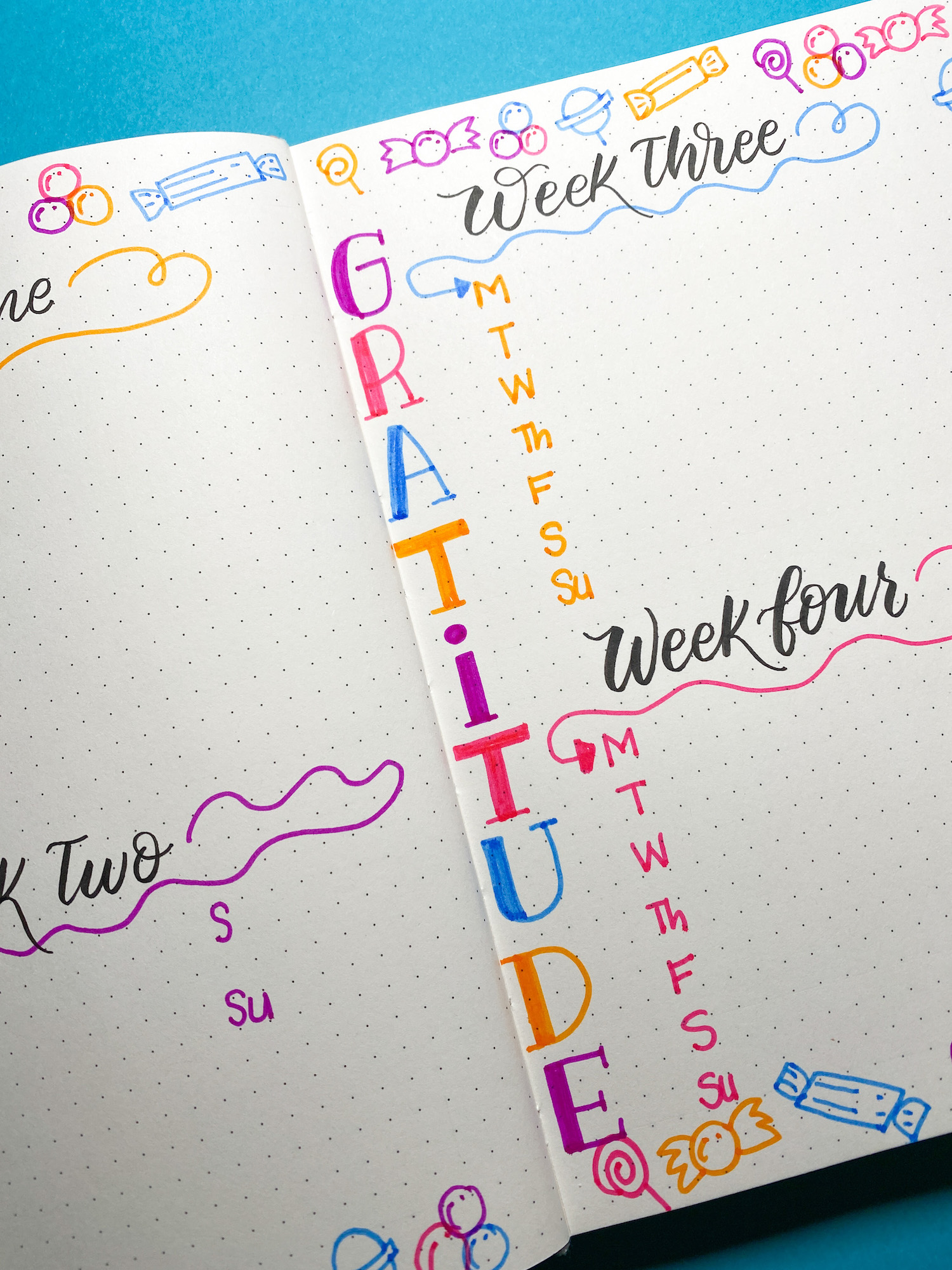 How to create a candy themed gratitude journal by Danielle Webb #Twintonemarker #sprinklesofzeal #tombowusa #gratitudejournal #dotjournal