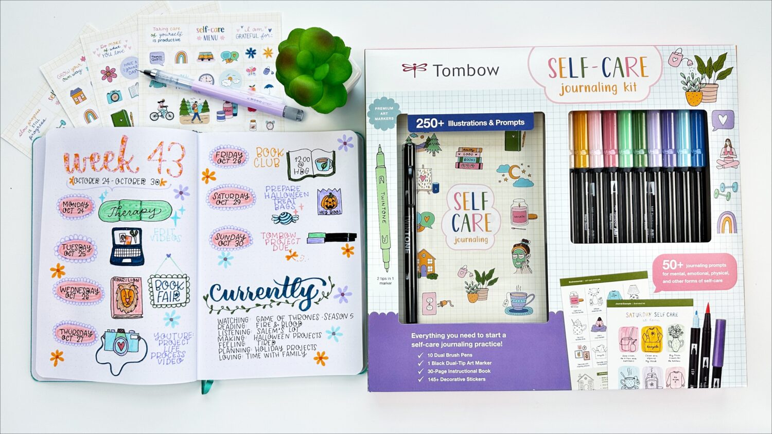 If you need a great gift idea take a look at the New Tombow Self-Care Journaling Kit! It has all the items you need to create an art journaling page! #tombow #artjournaling