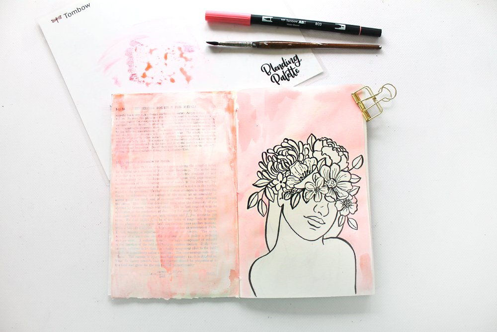 Learn how to make a Monochrome Art Journal Page in Pantone's 2019 Color of the Year, Living Coral, with @tombowusa & this tutorial by @studiokatie #tombowusa #tombow