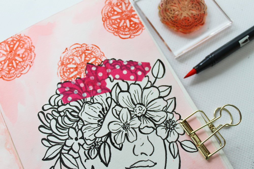 Learn how to make a Monochrome Art Journal Page in Pantone's 2019 Color of the Year, Living Coral, with @tombowusa & this tutorial by @studiokatie #tombowusa #tombow