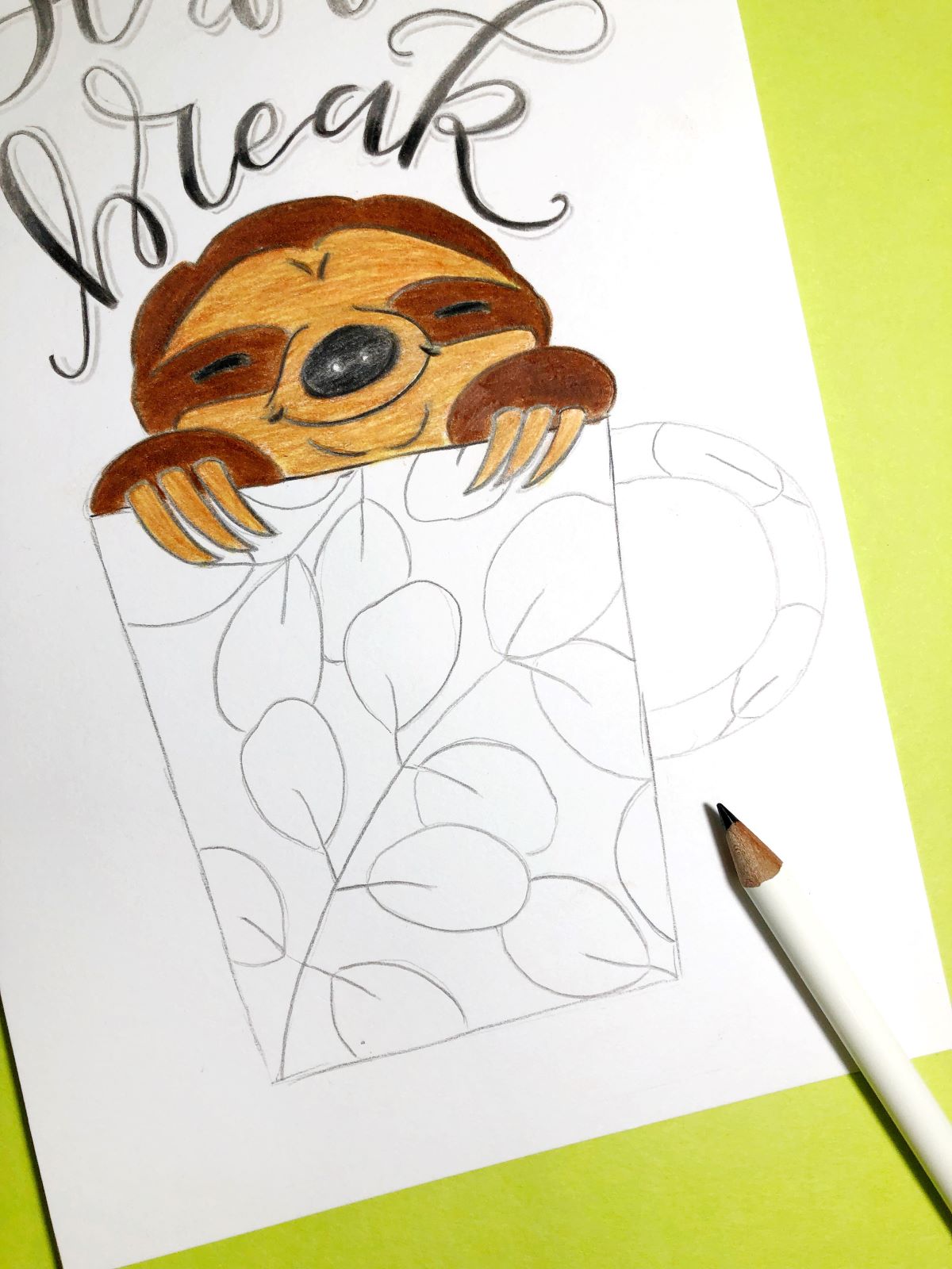 Blend Tombow's Irojiten Colored Pencils to Create Sloth Art. Learn with @aheartenedcalling #tombow #coloredpencils