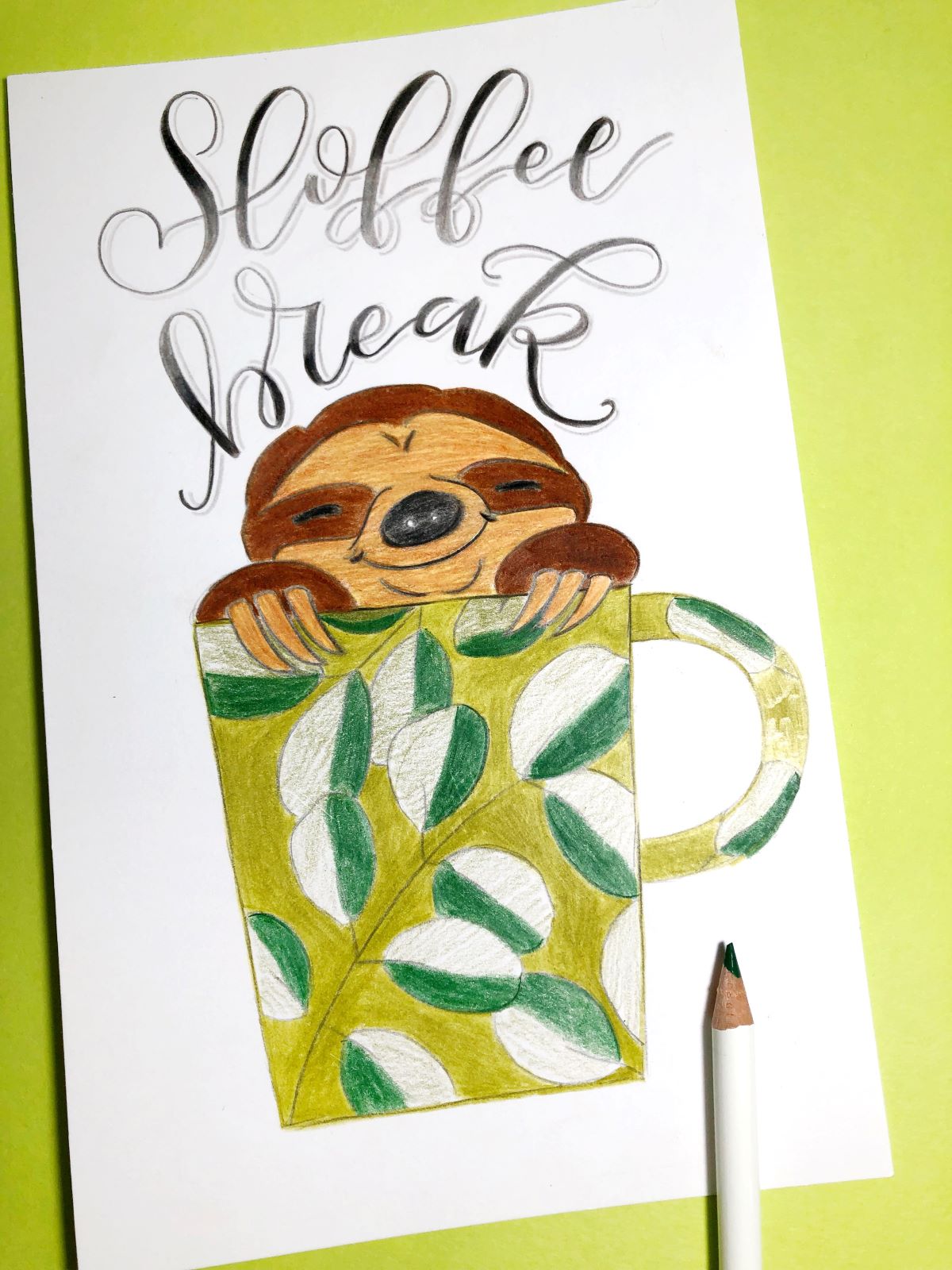 Blend Tombow's Irojiten Colored Pencils to Create Sloth Art. Learn with @aheartenedcalling #tombow #coloredpencils