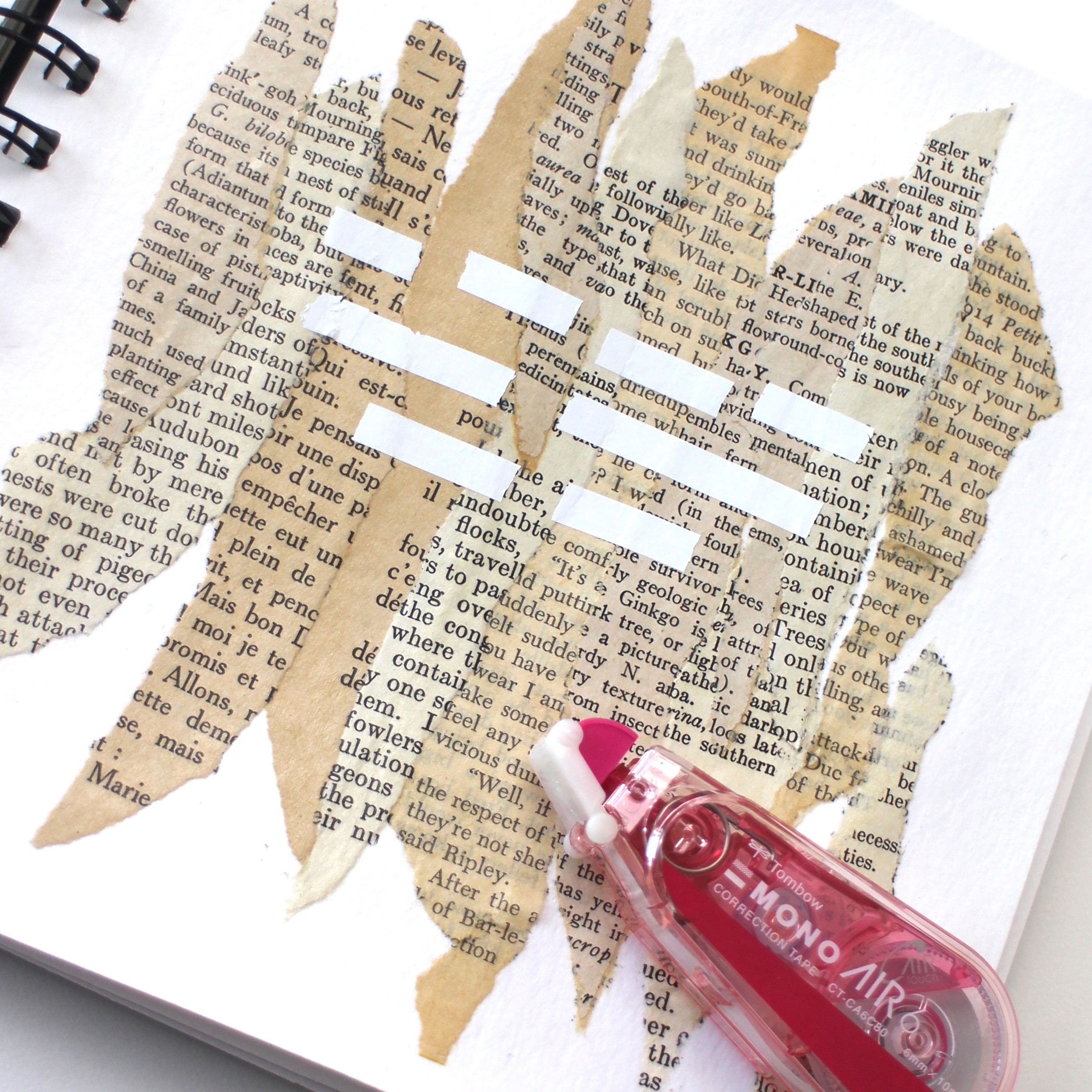 Add word boxes to your art journal with correction tape 
