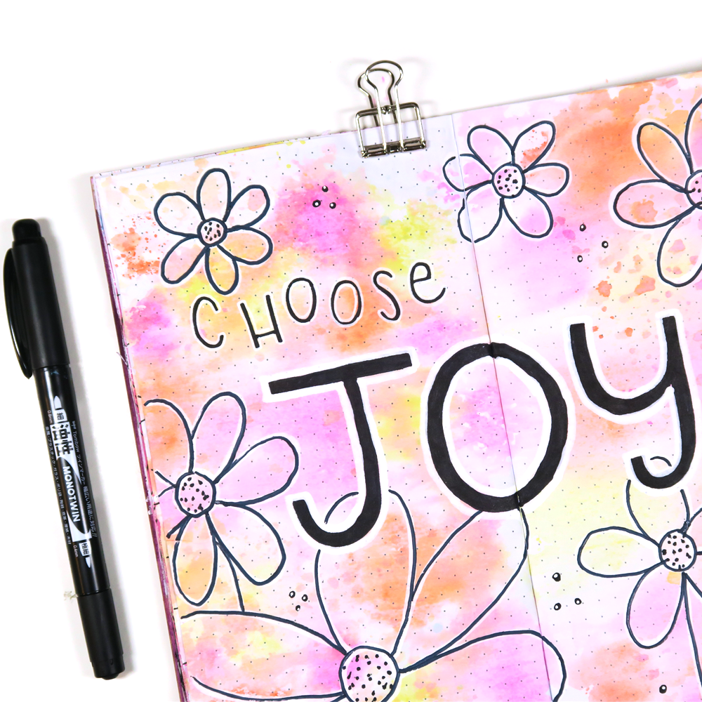 Choose Joy Art Journal Spread in a Travelers Notebook with @tombowusa @popfizzpaper
