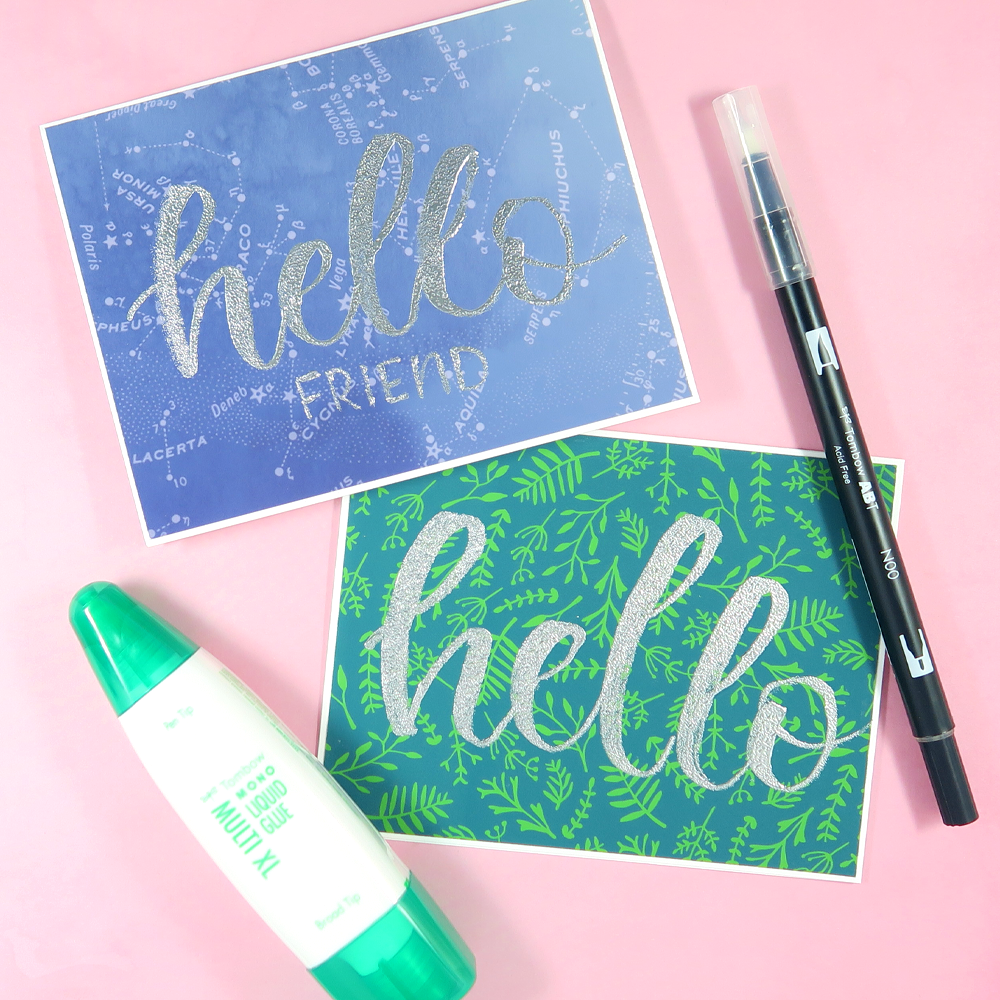 How to Heat Emboss Hand Lettering with @tombowusa @popfizzpaper #pfplovestombow