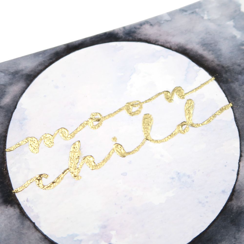 Foiled Watercolor Moon Art Print with @tombowusa @popfizzpaper #pfplovestombow