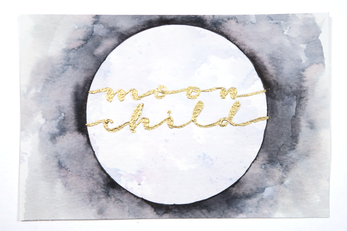 Foiled Watercolor Moon Art Print with @tombowusa @popfizzpaper #pfplovestombow