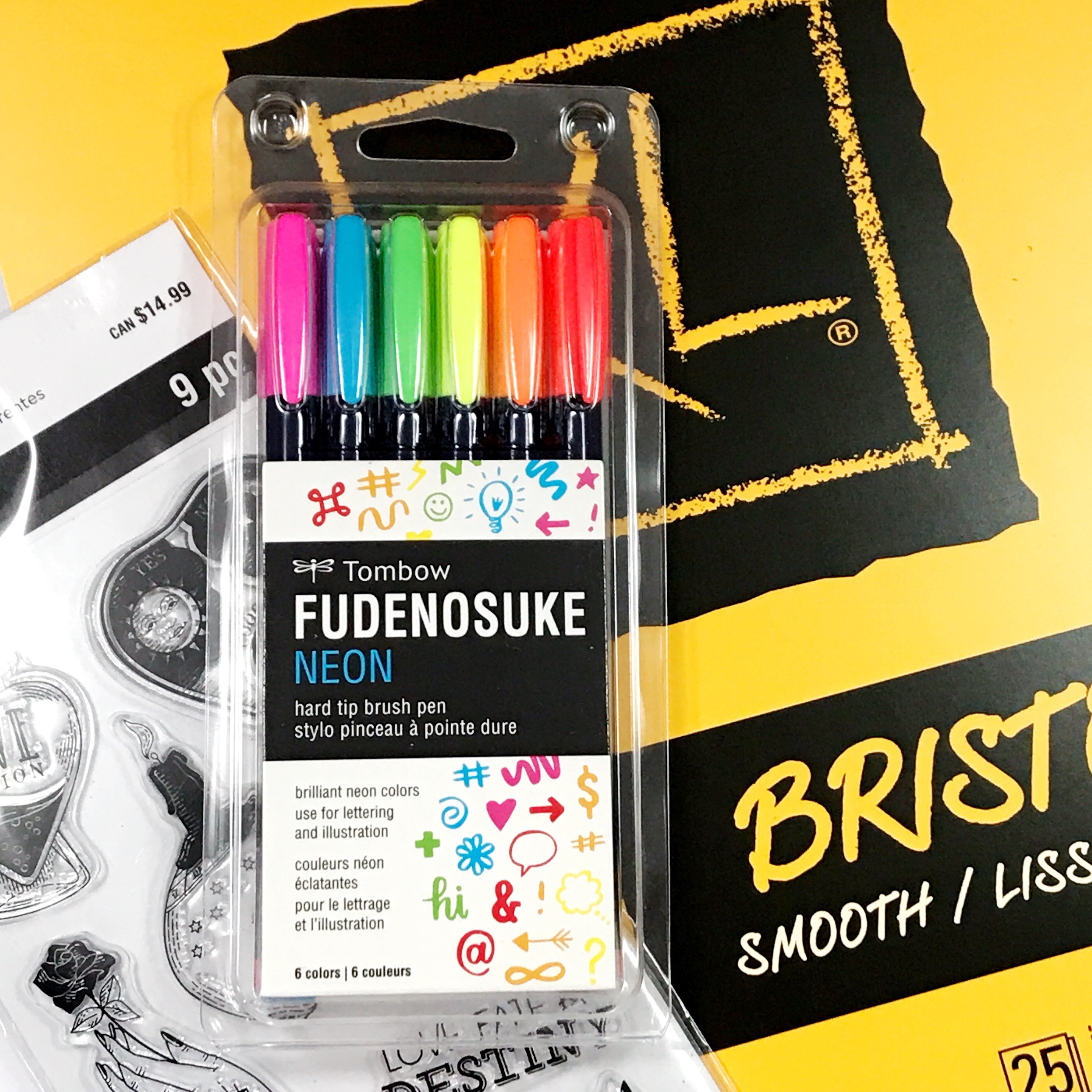 Tombow Fudenosuke Neon Brush Pens 6-pack