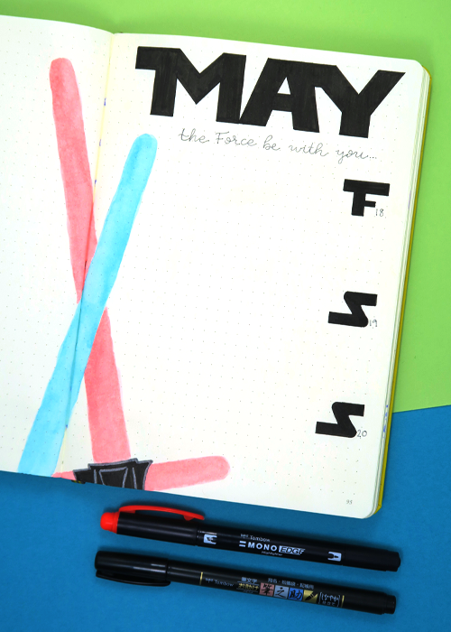 How to Create a Lightsaber Journal Spread with Tombow MONO Edge Highlighters @tombowusa @popfizzpaper