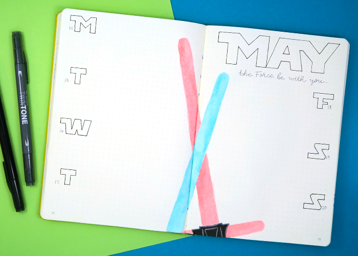 How to Create a Lightsaber Journal Spread with Tombow MONO Edge Highlighters @tombowusa @popfizzpaper