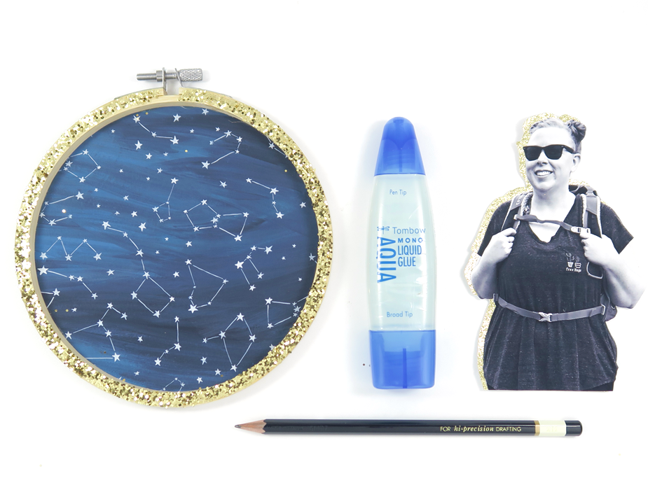 Self Portrait Embroidery Hoop with @tombowusa and @popfizzpaper