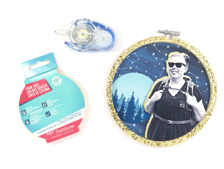 Self Portrait Embroidery Hoop with @tombowusa and @popfizzpaper