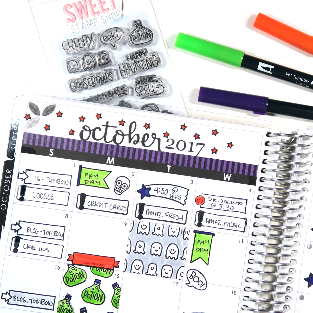 Sweet Stamp Shop Tombow Plan With Me PopFizzPaper #pwm #sweetstampshop #plannerstamps #tombowusa