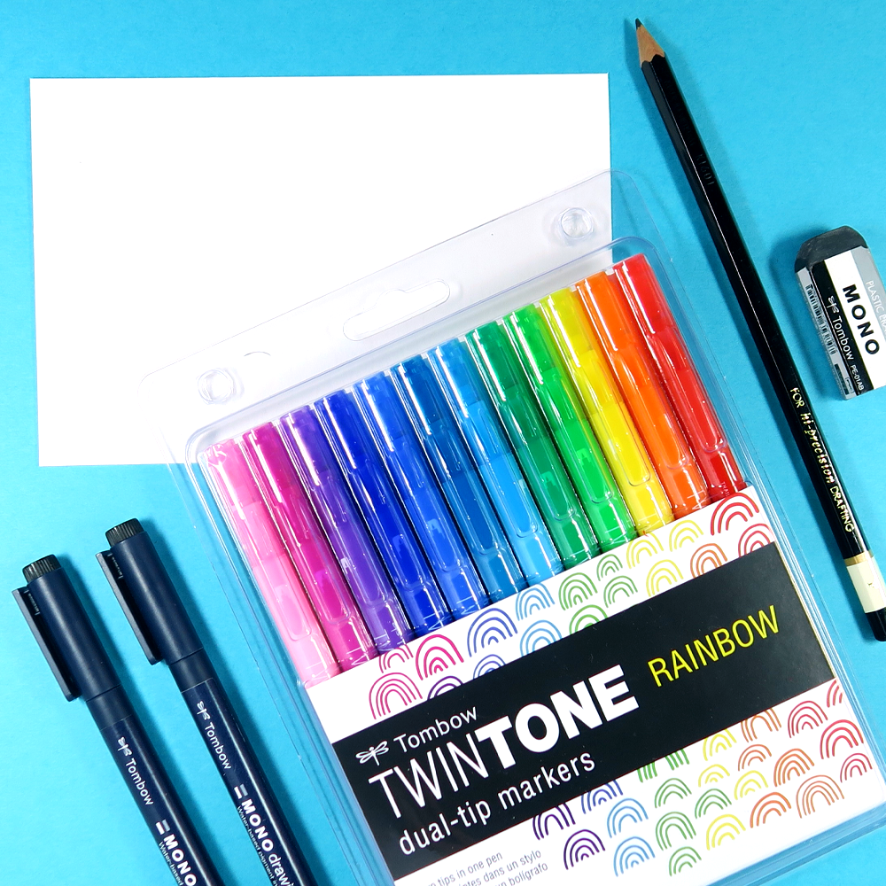 Easy Rainbow Birthday Card with @tombowusa and @popfizzpaper featuring Tombow Rainbow TwinTone Markers #pfplovestombow #tombowusa #tombow2019dt