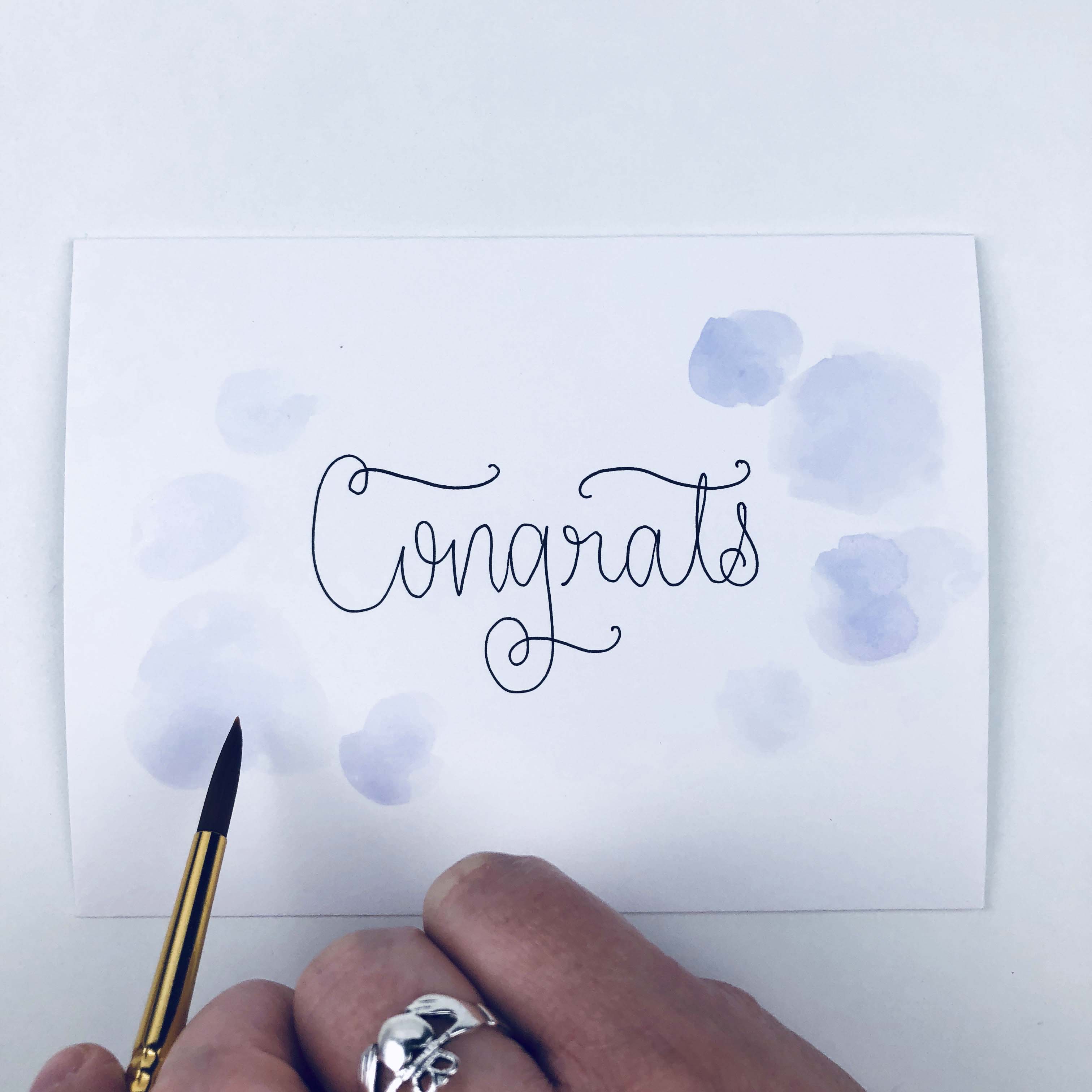 DIY wedding congratulations card tutorial with Tombow #wedding #diywedding #handlettering